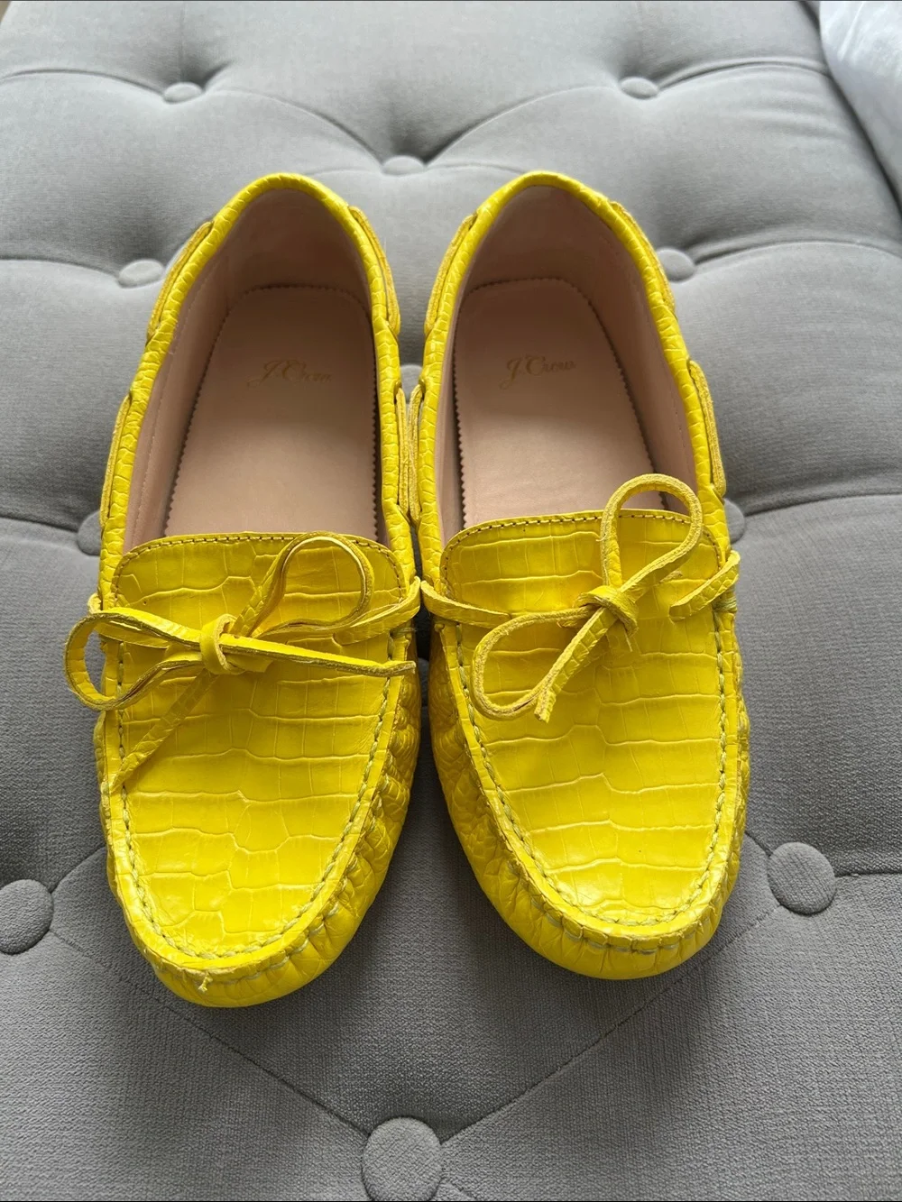 J. Crew Diving Moccasin in Croc-Embossed Leather Size 8.5 EUC - Picture 3 of 6